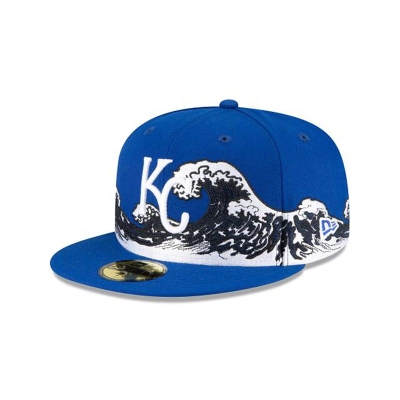 Blue Kansas City Royals Hat - New Era MLB Wave 59FIFTY Fitted Caps USA8563091